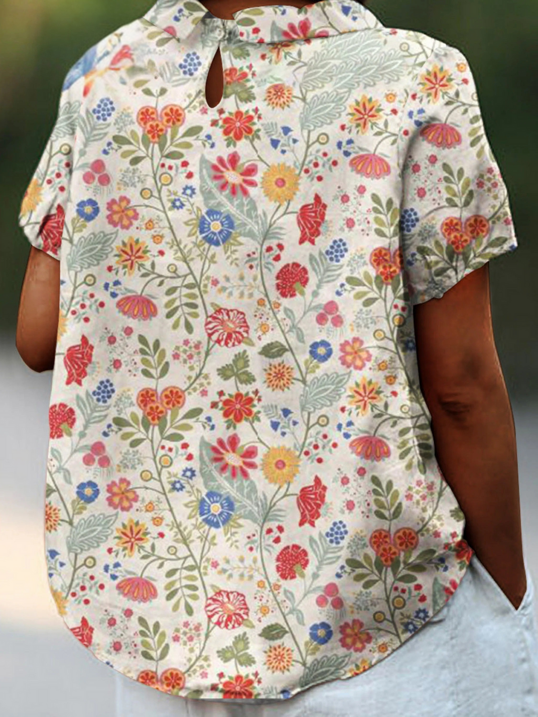 Women's  Pastoral Floral Art Print Casual Shirt
