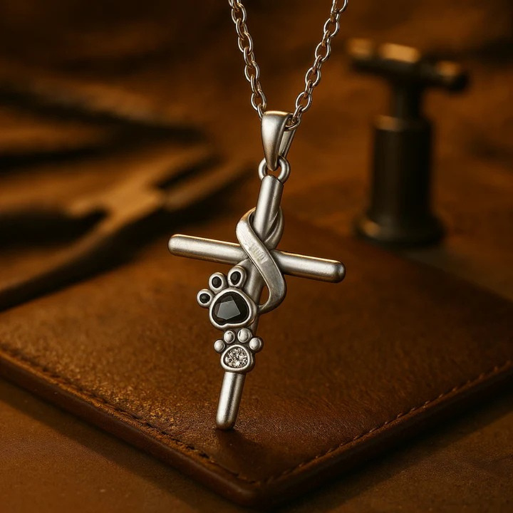 Paw & Cross - Sterling Silver Pendant