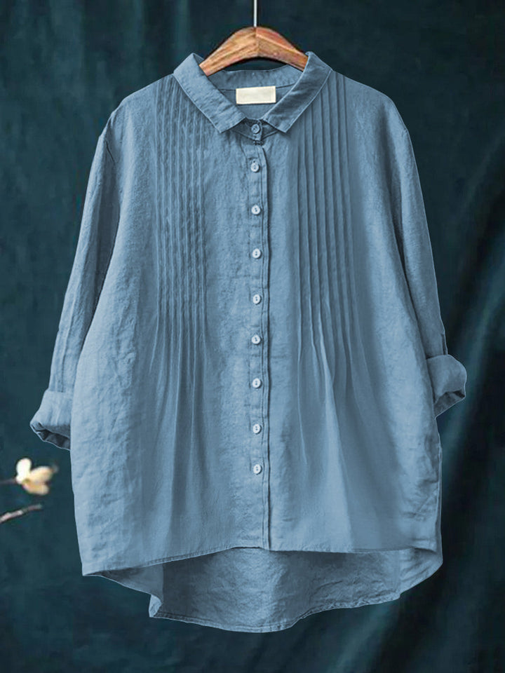 Solid Color Cotton and Linen Shirt