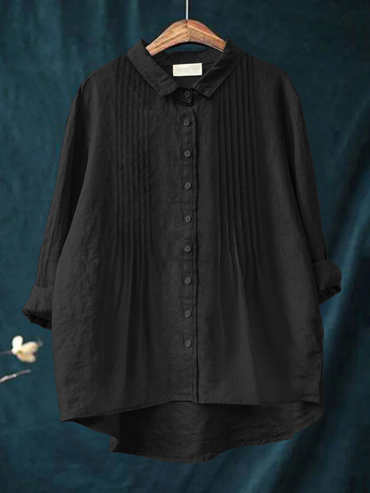 Solid Color Cotton and Linen Shirt