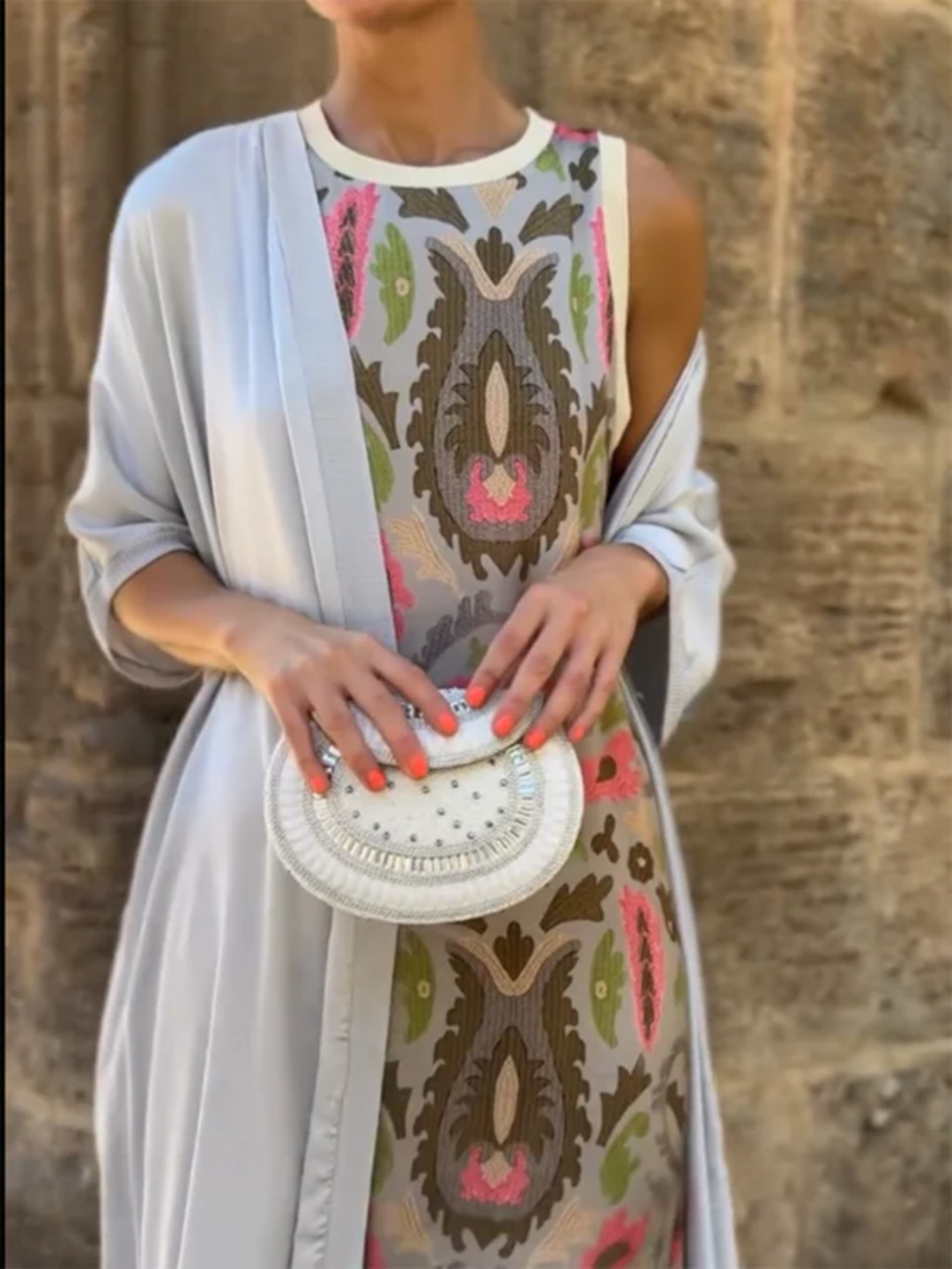 Women's Printed Satin Cardigan Dress Two-Piece Set