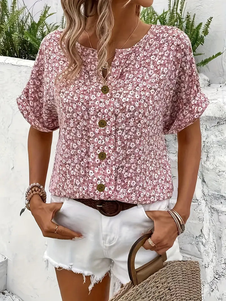 Verna | Casual Floral Button-Front Blouse
