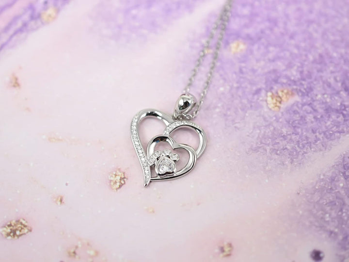 Paw Heart - Elegant Silver Necklace