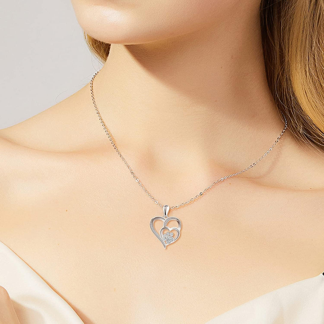 Paw Heart - Elegant Silver Necklace