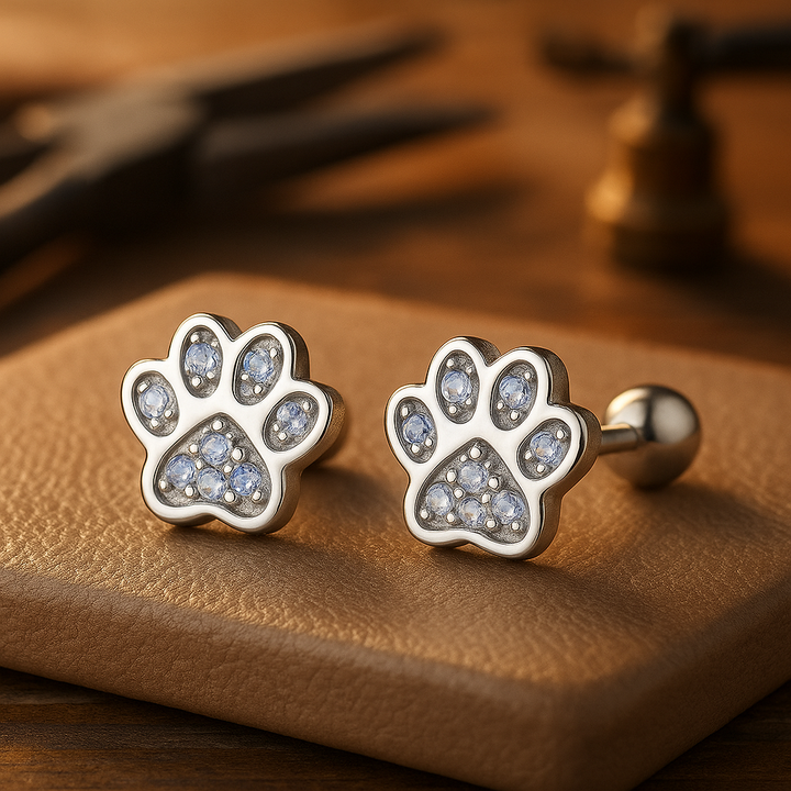 Pawfect - Sterling Silver Button Earrings