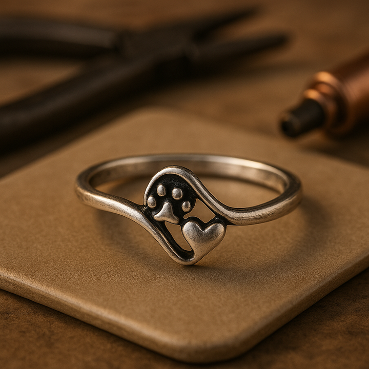 Bella - Vintage Paw Print Ring