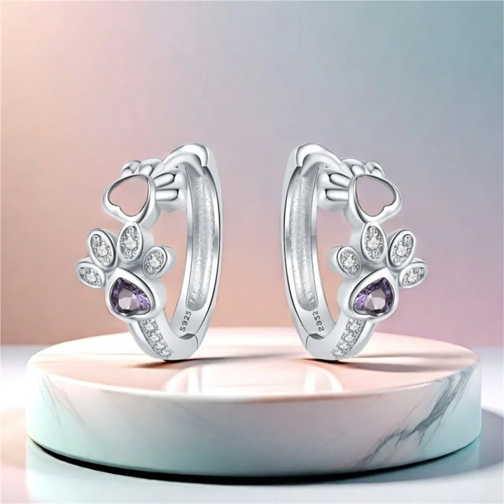 Pawprints - Heartfelt Silver Hoops
