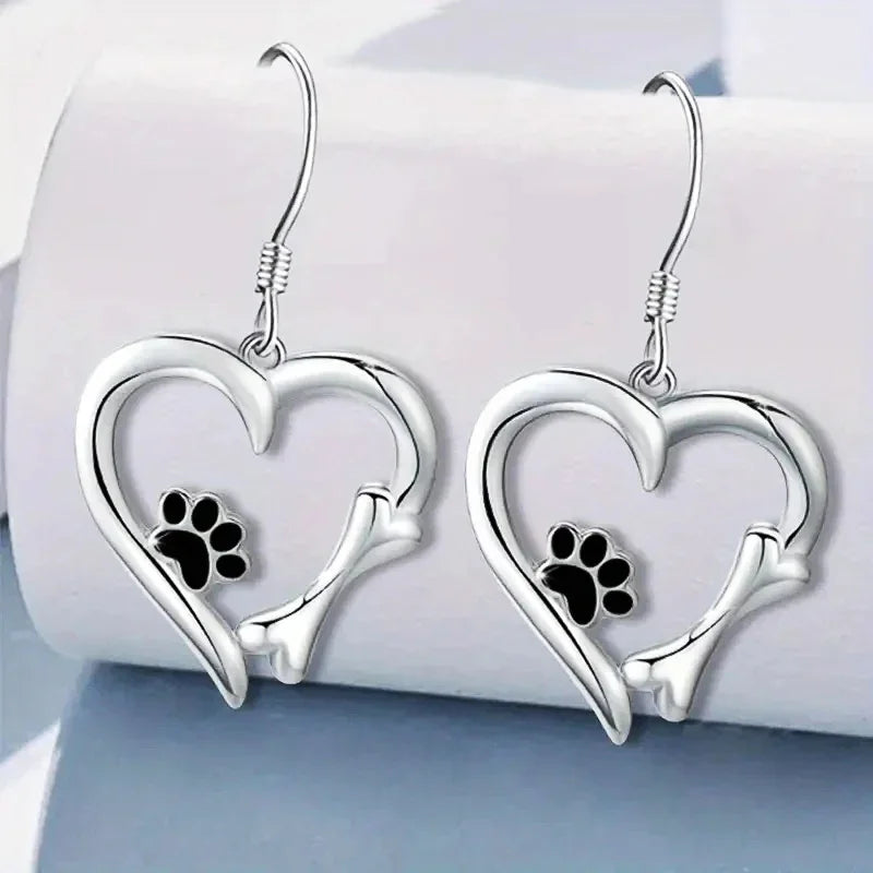 Heartfelt - Silver Dog Lover Earrings