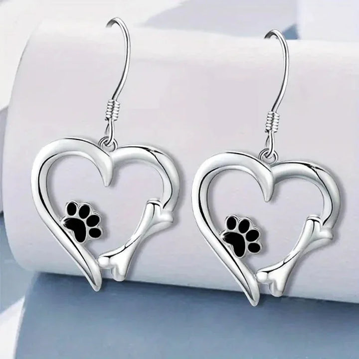 Heartfelt - Silver Dog Lover Earrings