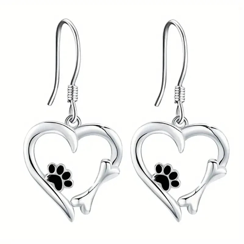Heartfelt - Silver Dog Lover Earrings
