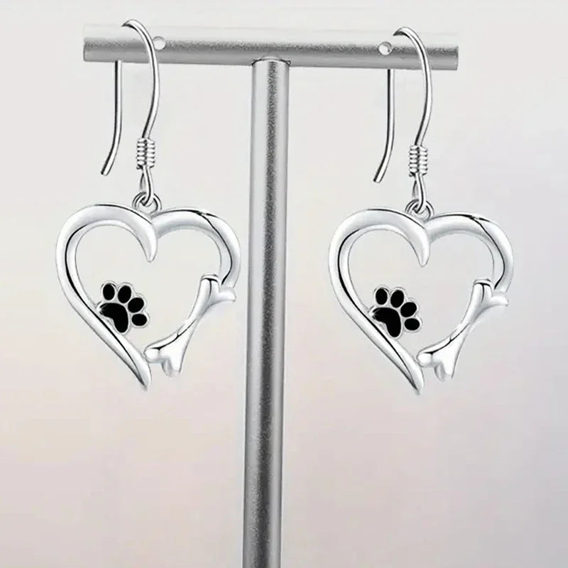 Heartfelt - Silver Dog Lover Earrings