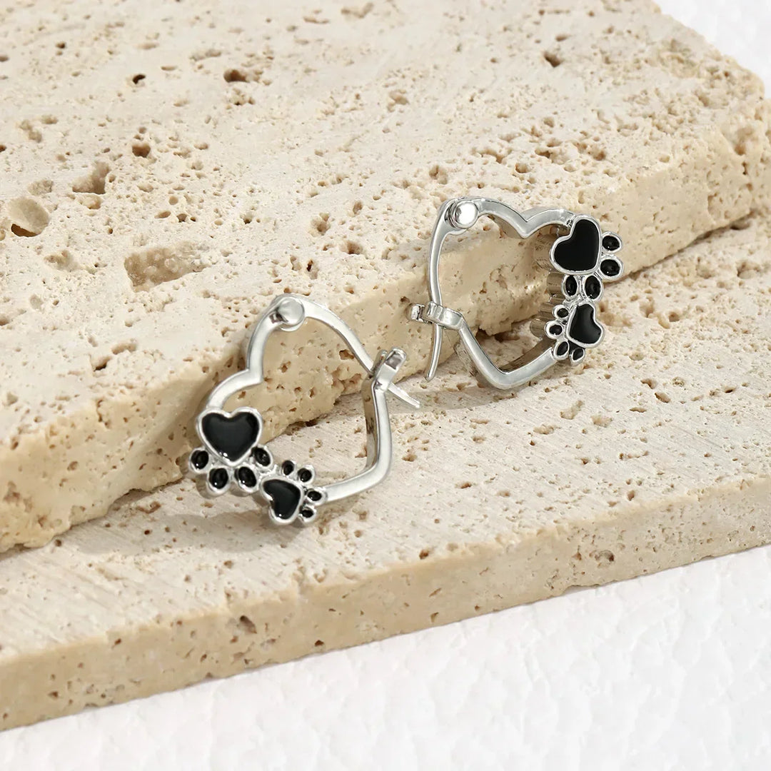 PawPrint - Heartfelt Silver Earrings