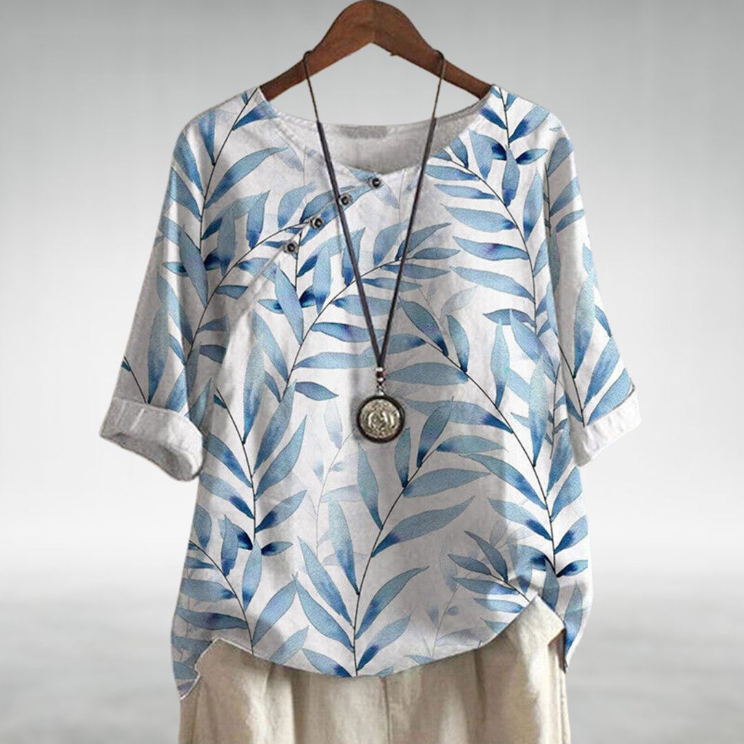 Sophie | Botanical Asymmetrical Button Blouse