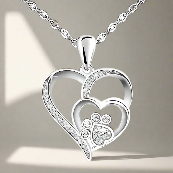 Paw Heart - Elegant Silver Necklace